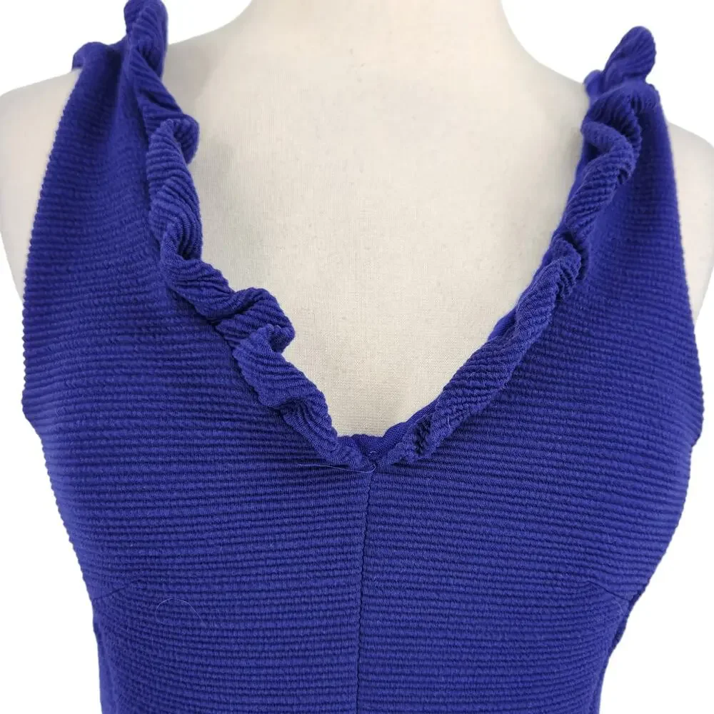 SALE Anthropologie Maeve Knit Ribbed Ruffle Sleeveless Sheath Dress - Picture 8 of 10